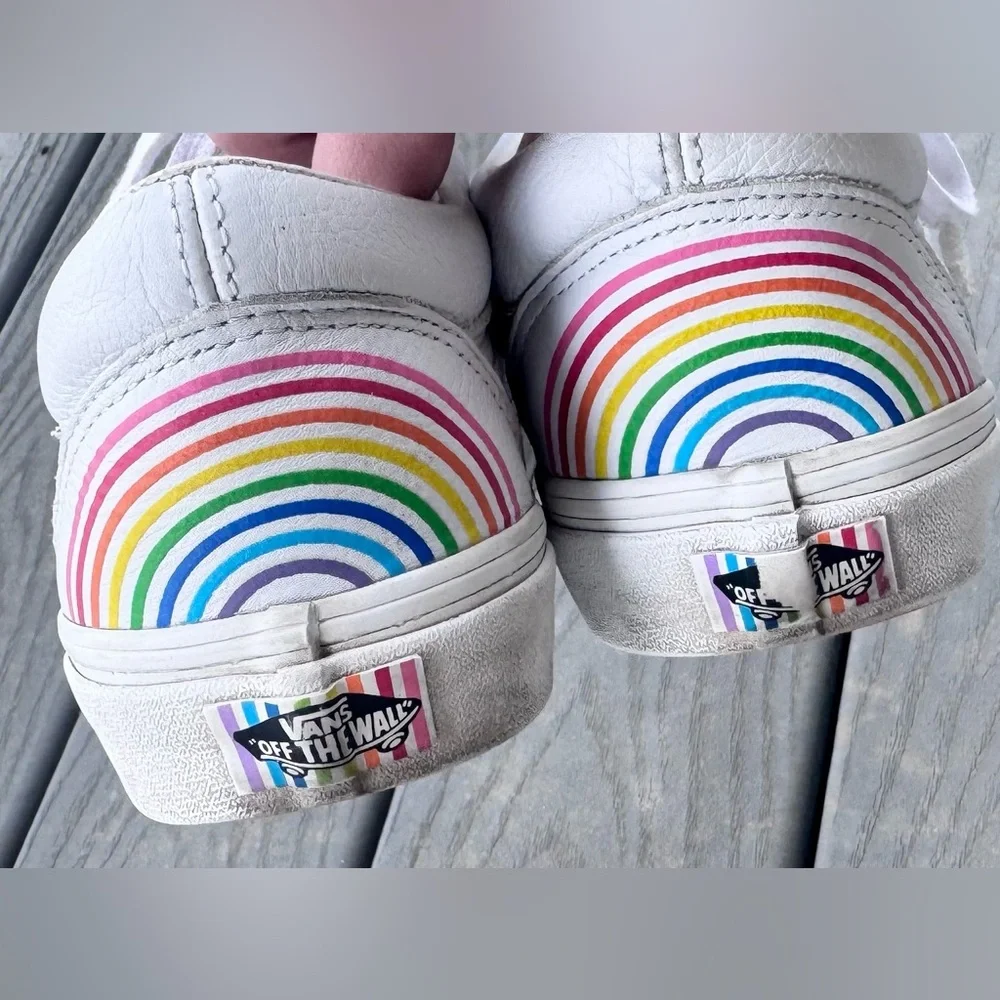 Vans Old Skool Leather Flour Shop Rainbow shoes size 9